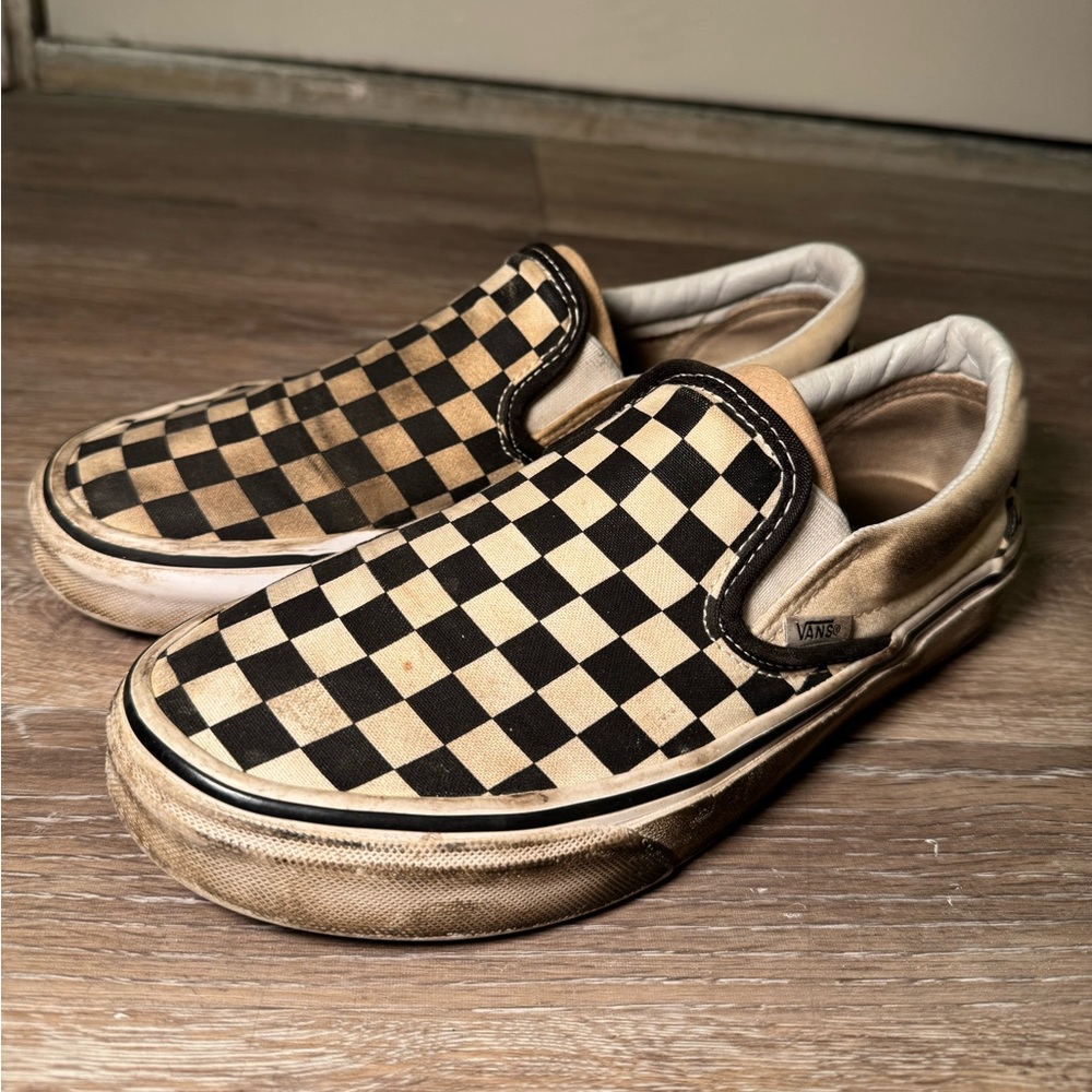 Black/White Checkered Slip- On Vans